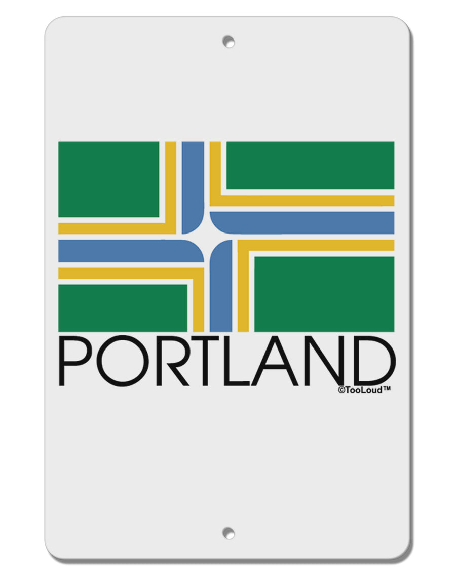 Portland Oregon Flag Text Aluminum 8 x 12&#x22; Sign-TooLoud-White-Davson Sales