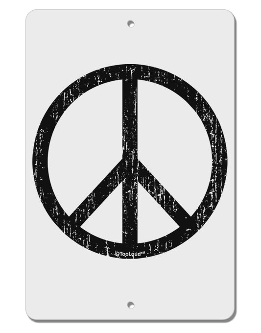Peace Sign Symbol - Distressed Aluminum 8 x 12&#x22; Sign-TooLoud-White-Davson Sales
