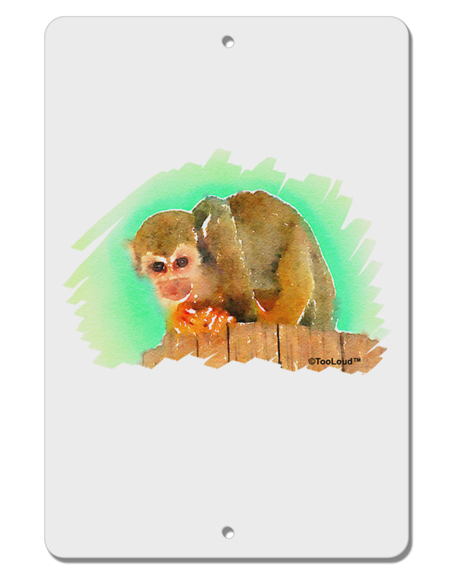 Squirrel Monkey Watercolor Aluminum 8 x 12&#x22; Sign-TooLoud-White-Davson Sales