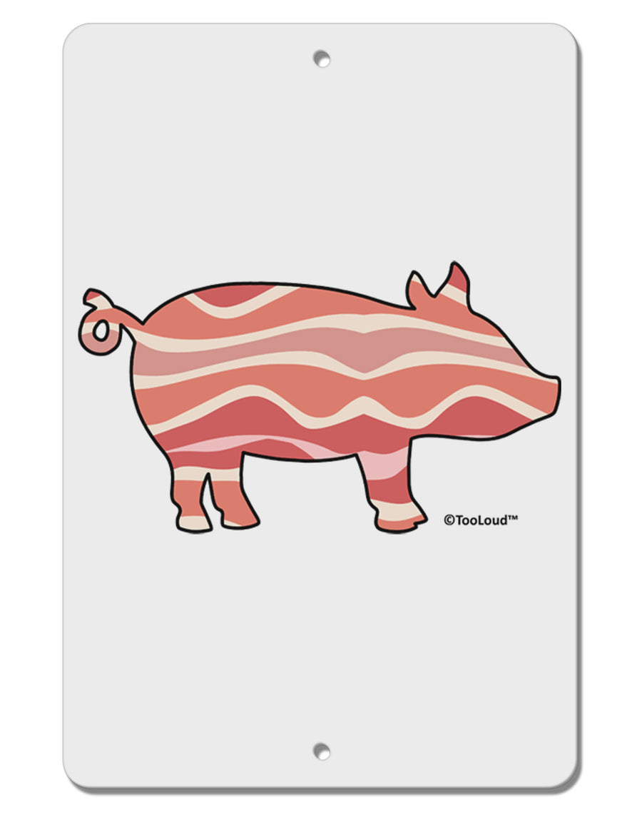 Bacon Pig Silhouette Aluminum 8 x 12&#x22; Sign by TooLoud-TooLoud-White-Davson Sales