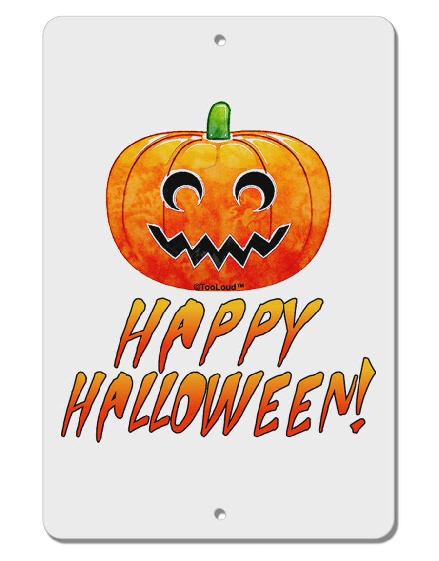 Jack-O-Lantern Watercolor Halloween Aluminum 8 x 12&#x22; Sign-TooLoud-White-Davson Sales