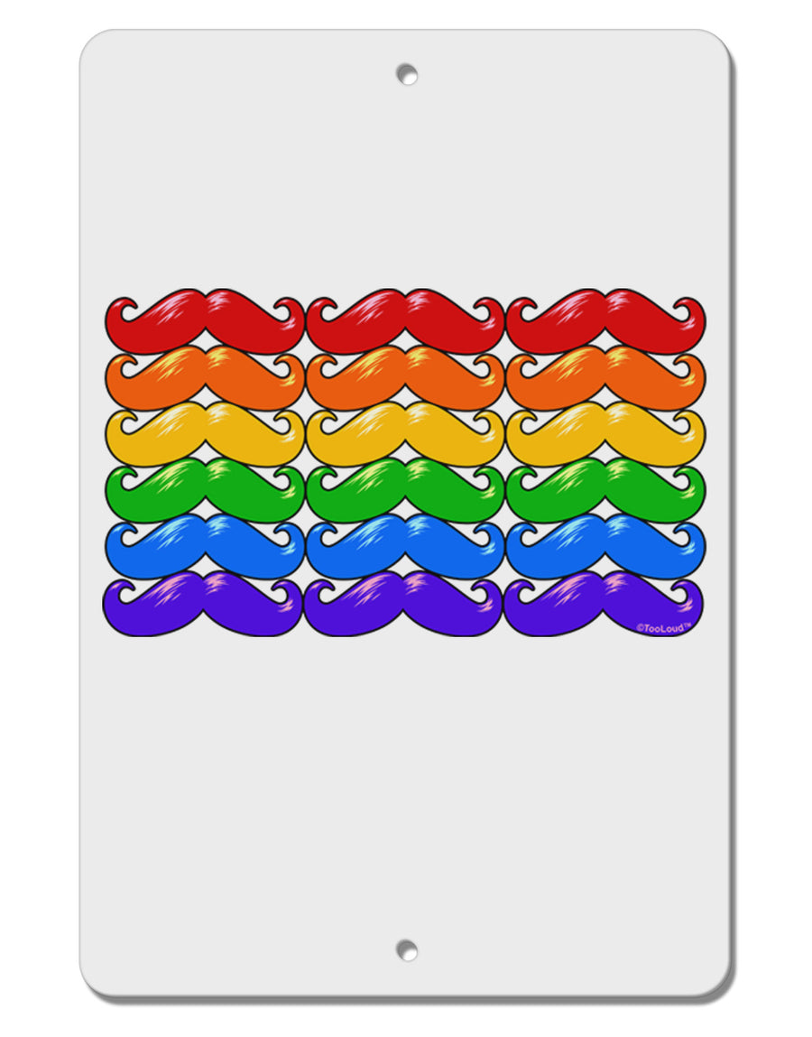 Rainbow Mustaches Gay Pride Flag Aluminum 8 x 12&#x22; Sign-TooLoud-White-Davson Sales