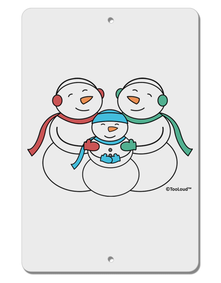 Cute Snowman Family with Boy Aluminum 8 x 12&#x22; Sign by TooLoud-TooLoud-White-Davson Sales