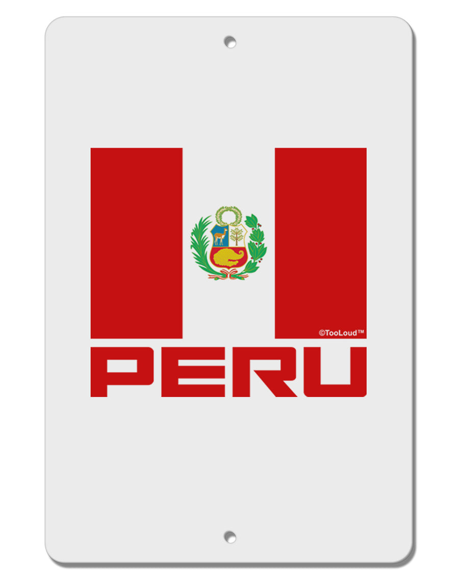 Peru Flag Aluminum 8 x 12&#x22; Sign-TooLoud-White-Davson Sales