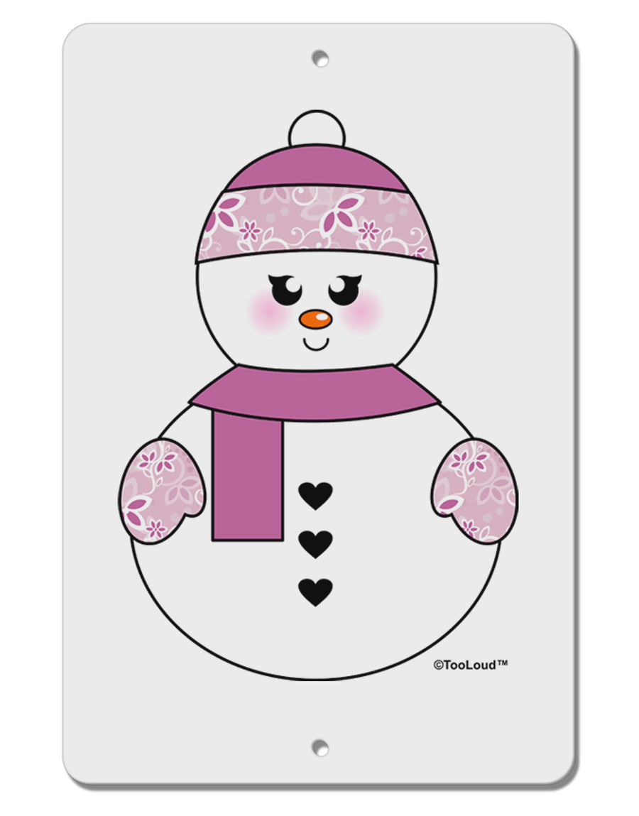 Cute Girl Snowman - Christmas Aluminum 8 x 12&#x22; Sign by TooLoud-TooLoud-White-Davson Sales