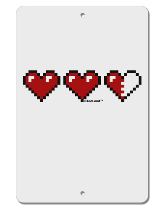 Couples Pixel Heart Life Bar - Left Aluminum 8 x 12&#x22; Sign by TooLoud-TooLoud-White-Davson Sales