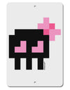 Retro 8-Bit Skull with Pink Bow Aluminum 8 x 12&#x22; Sign-TooLoud-White-Davson Sales