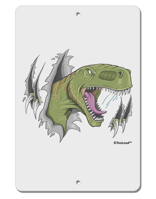 Green Dinosaur Breaking Free Aluminum 8 x 12&#x22; Sign by TooLoud-TooLoud-White-Davson Sales