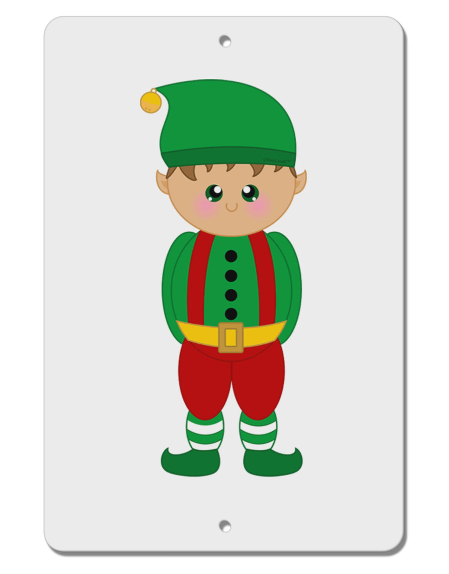 Cute Christmas Elf Boy Aluminum 8 x 12&#x22; Sign-TooLoud-White-Davson Sales