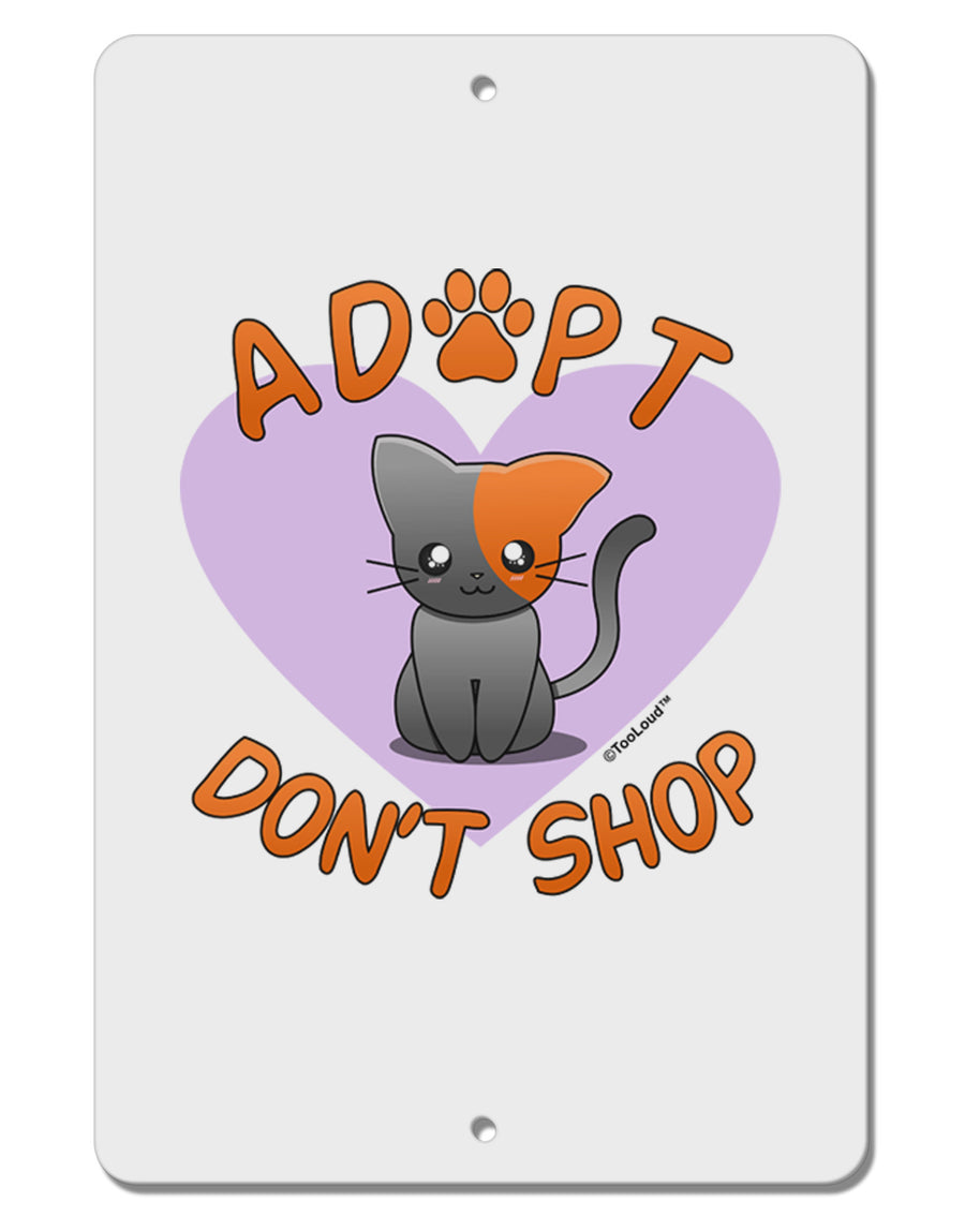 Adopt Don't Shop Cute Kitty Aluminum 8 x 12&#x22; Sign-TooLoud-White-Davson Sales