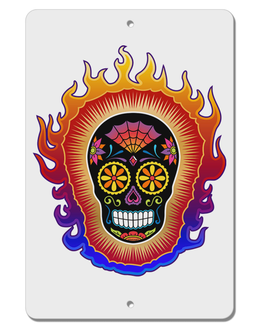 Sacred Calavera Day of the Dead Sugar Skull Aluminum 8 x 12&#x22; Sign-TooLoud-White-Davson Sales