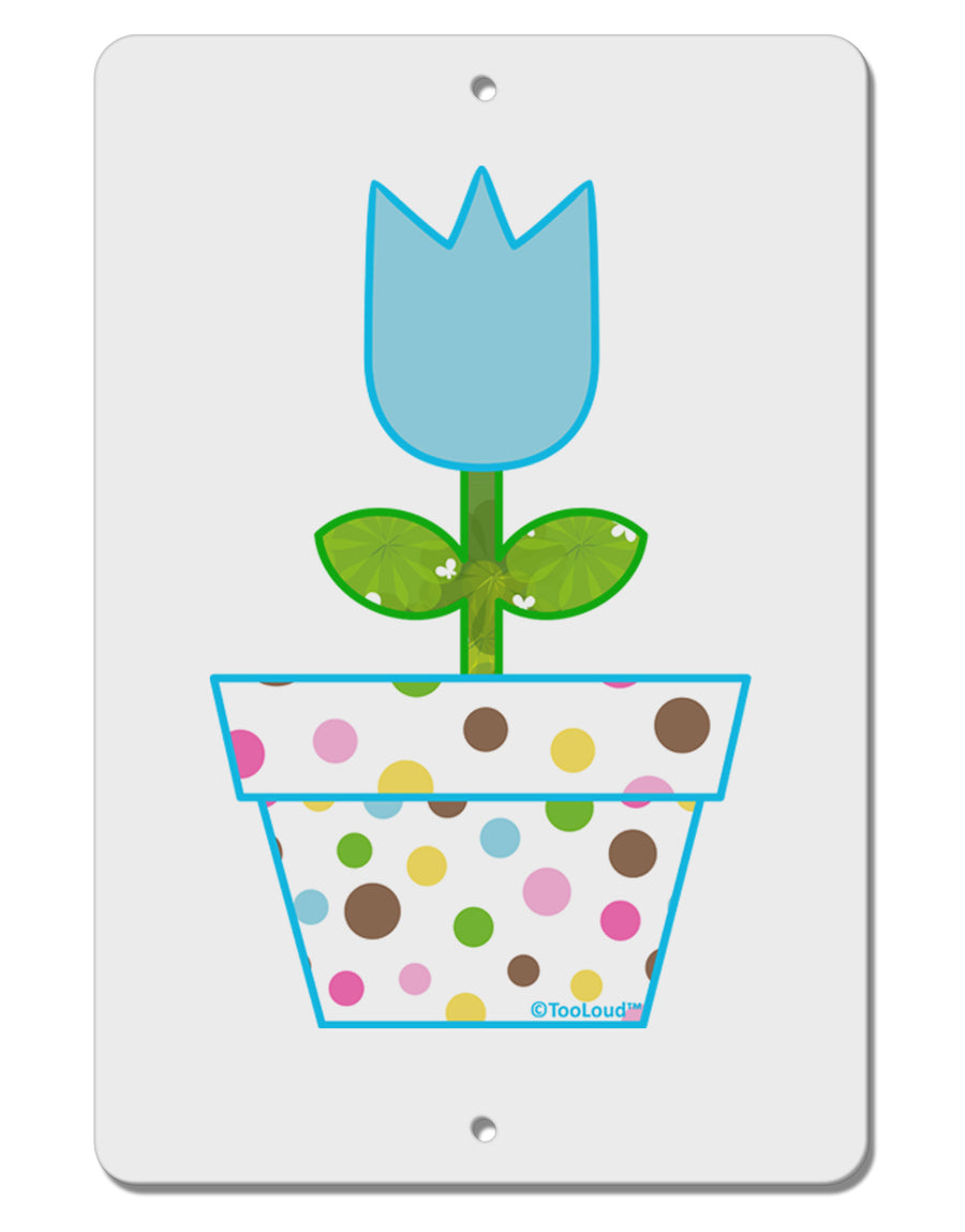 Easter Tulip Design - Blue Aluminum 8 x 12&#x22; Sign by TooLoud-TooLoud-White-Davson Sales