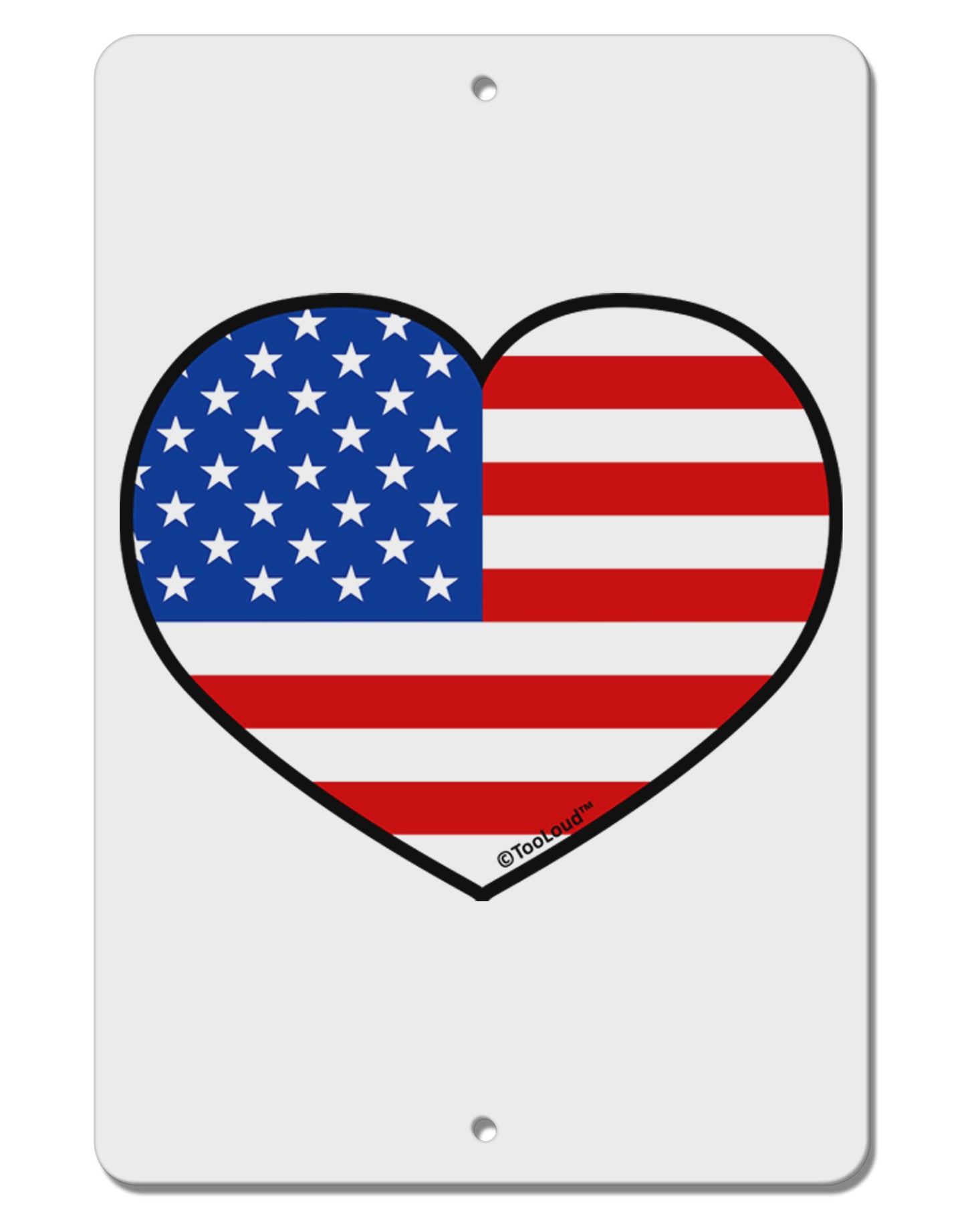 American Flag Heart Design Aluminum 8 x 12&#x22; Sign by TooLoud-TooLoud-White-Davson Sales