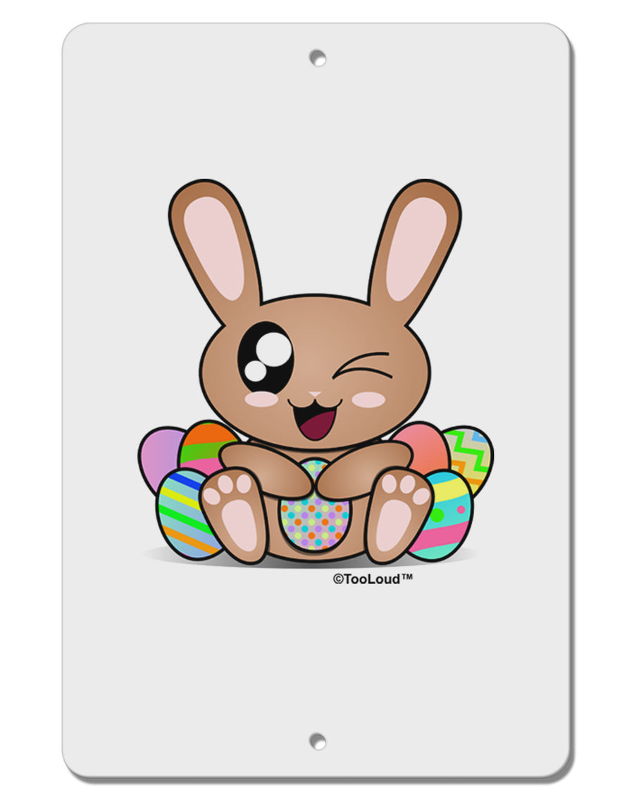 Cute Bunny with Eggs Aluminum 8 x 12&#x22; Sign-TooLoud-White-Davson Sales