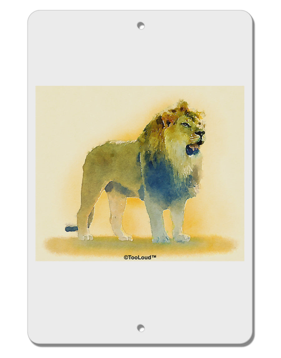 Lion Watercolor 1 Aluminum 8 x 12&#x22; Sign-TooLoud-White-Davson Sales