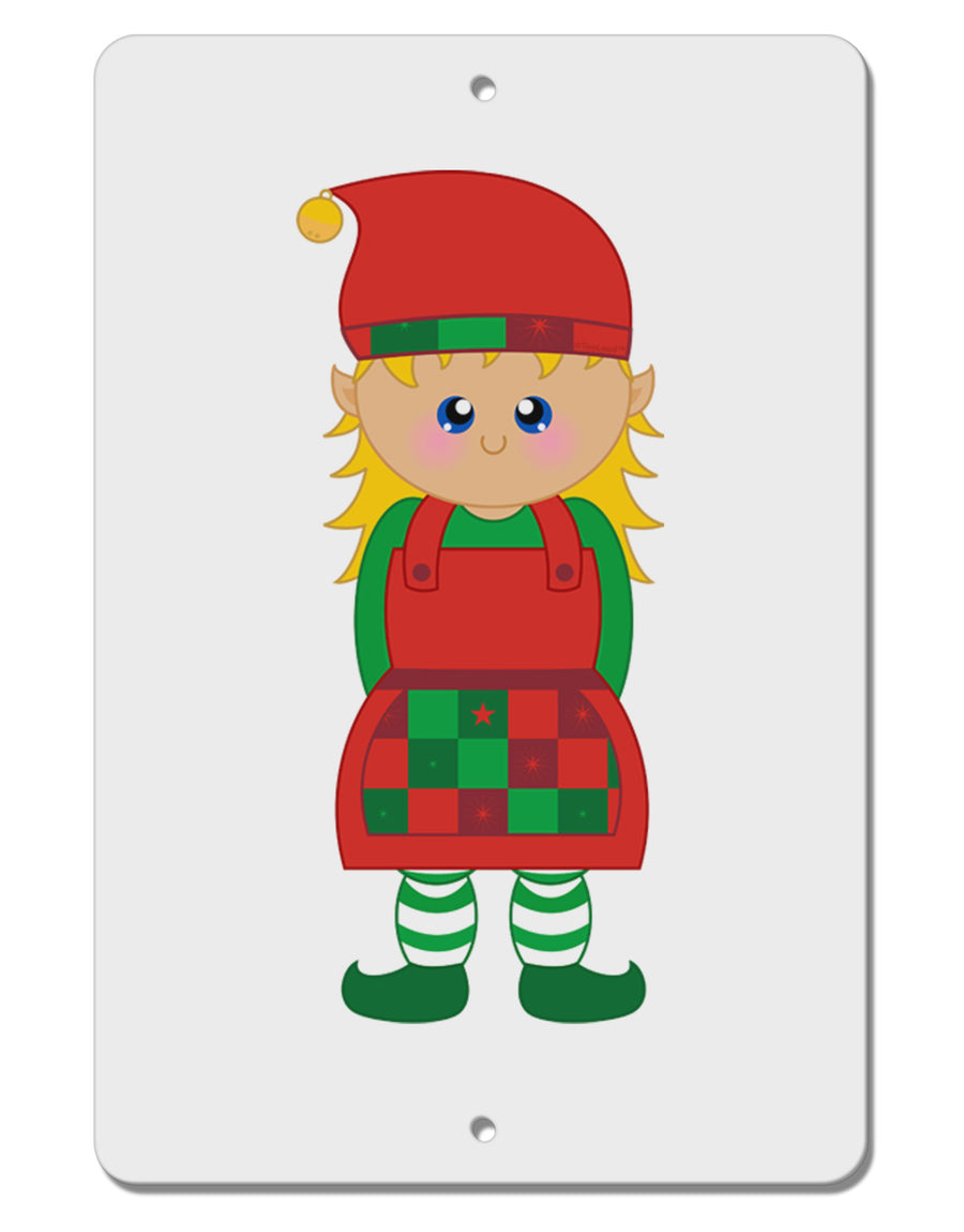 Cute Christmas Elf Girl Aluminum 8 x 12&#x22; Sign-TooLoud-White-Davson Sales