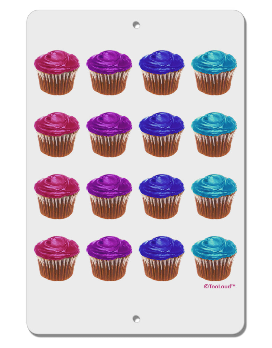 Colorful Cupcake Pattern Aluminum 8 x 12&#x22; Sign by TooLoud-TooLoud-White-Davson Sales