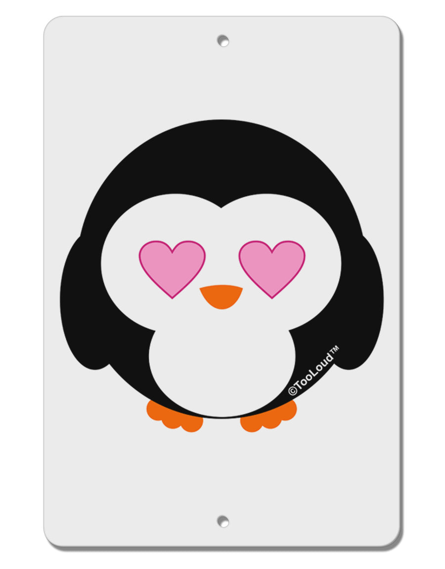 Cute Penguin - Heart Eyes Aluminum 8 x 12&#x22; Sign by TooLoud-TooLoud-White-Davson Sales