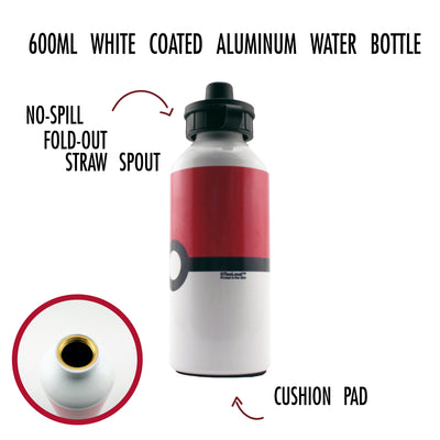 Sporty Red and White Circle Aluminum 600ml Water Bottle All Over Print-Water Bottles-TooLoud-White-Davson Sales