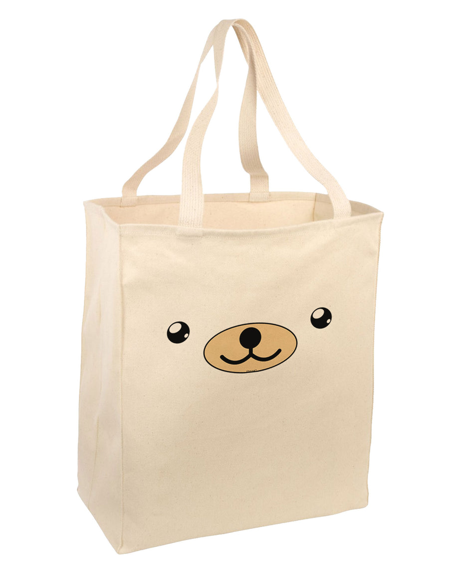 Kyu-T Face - Beartholomew the Teddy Bear Large Grocery Tote Bag-Grocery Tote-TooLoud-Natural-Large-Davson Sales