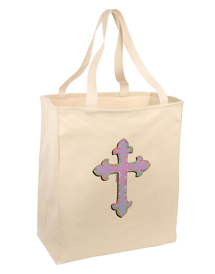 Easter Color Cross Large Grocery Tote Bag-Grocery Tote-TooLoud-Natural-Large-Davson Sales