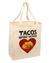 Tacos before Vatos Large Grocery Tote Bag by TooLoud-Grocery Tote-TooLoud-Natural-Large-Davson Sales