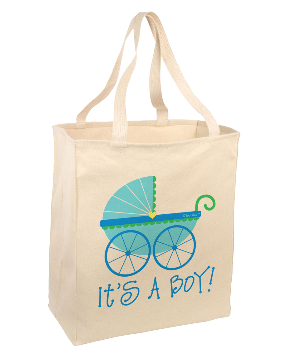 It's a Boy - Baby Boy Carriage Large Grocery Tote Bag-Grocery Tote-TooLoud-Natural-Large-Davson Sales