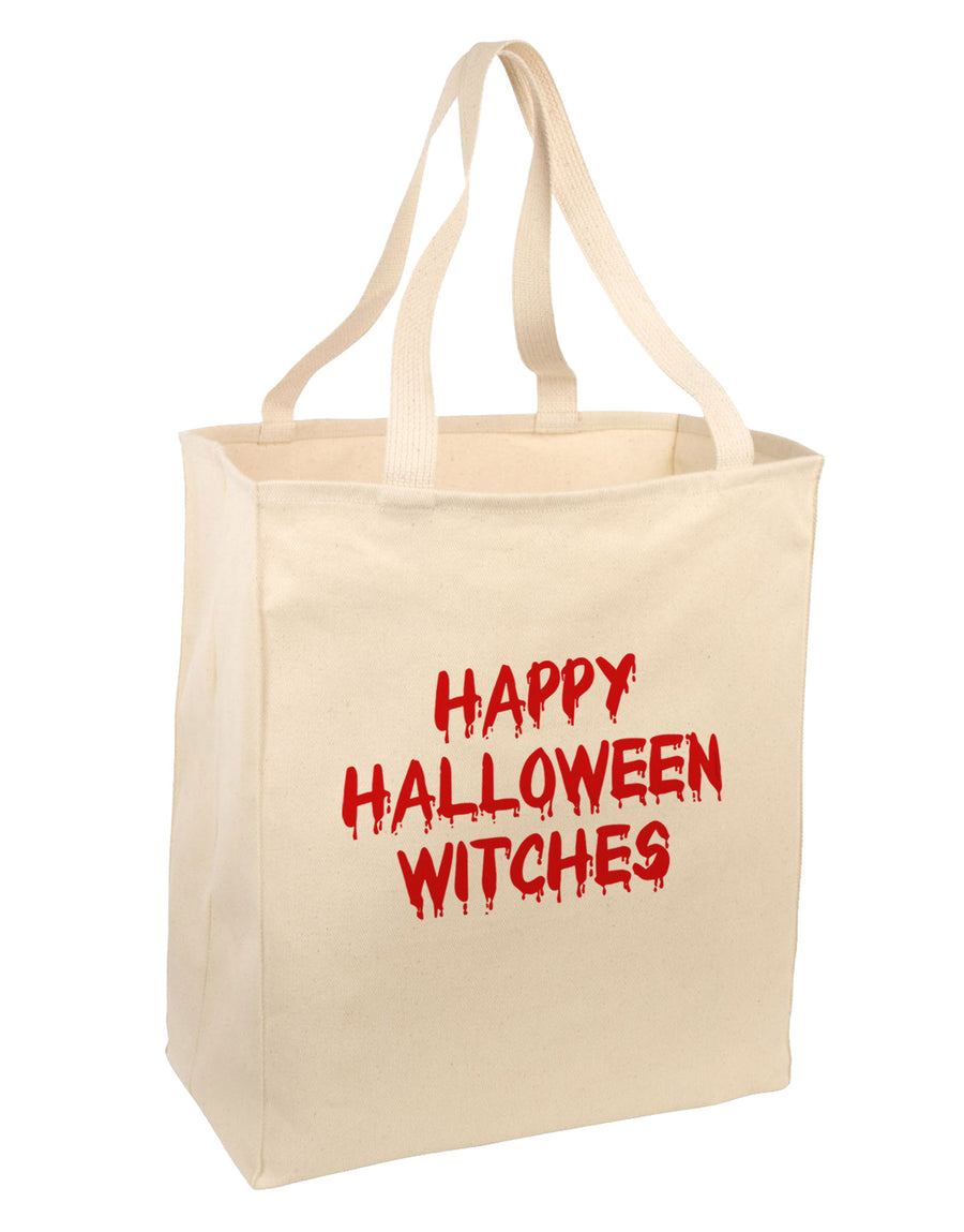 Happy Halloween Witches Blood Red Large Grocery Tote Bag-Grocery Tote-TooLoud-Natural-Large-Davson Sales