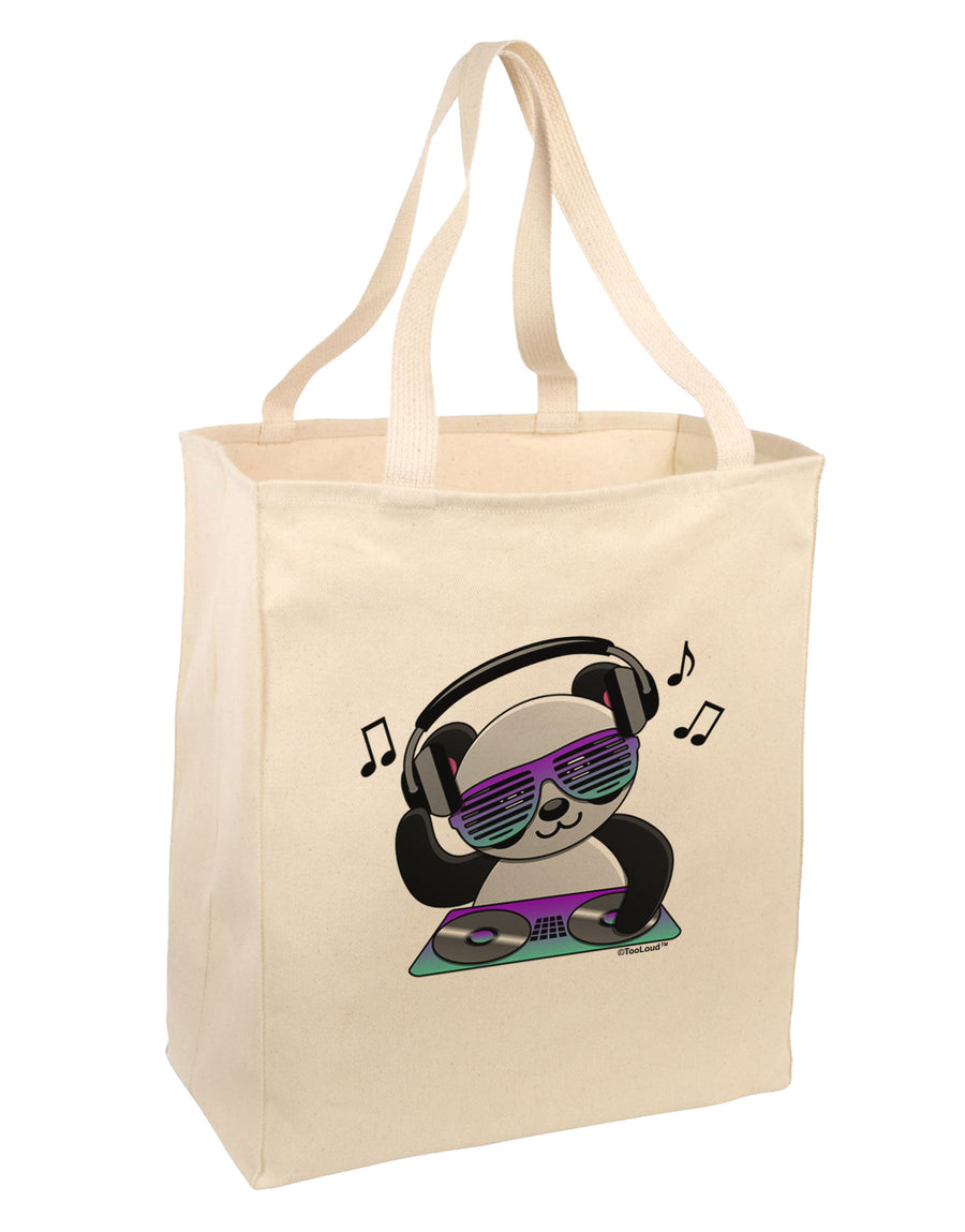 Panda DJ Large Grocery Tote Bag-Grocery Tote-TooLoud-Natural-Large-Davson Sales