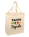 Tacos & Tequila Large Grocery Tote Bag-Grocery Tote-TooLoud-Natural-Large-Davson Sales