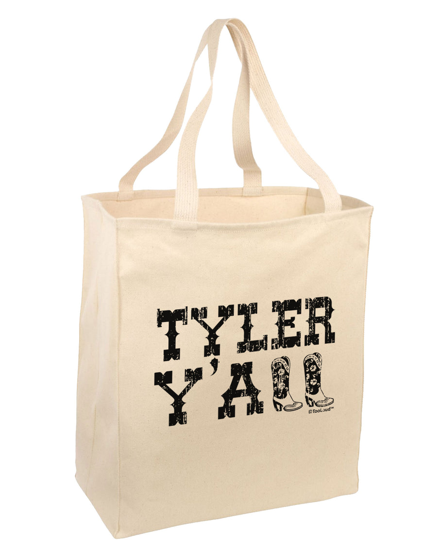 TooLoud Tyler Y'all - Southwestern Style Large Grocery Tote Bag-Grocery Tote-TooLoud-Natural-Large-Davson Sales