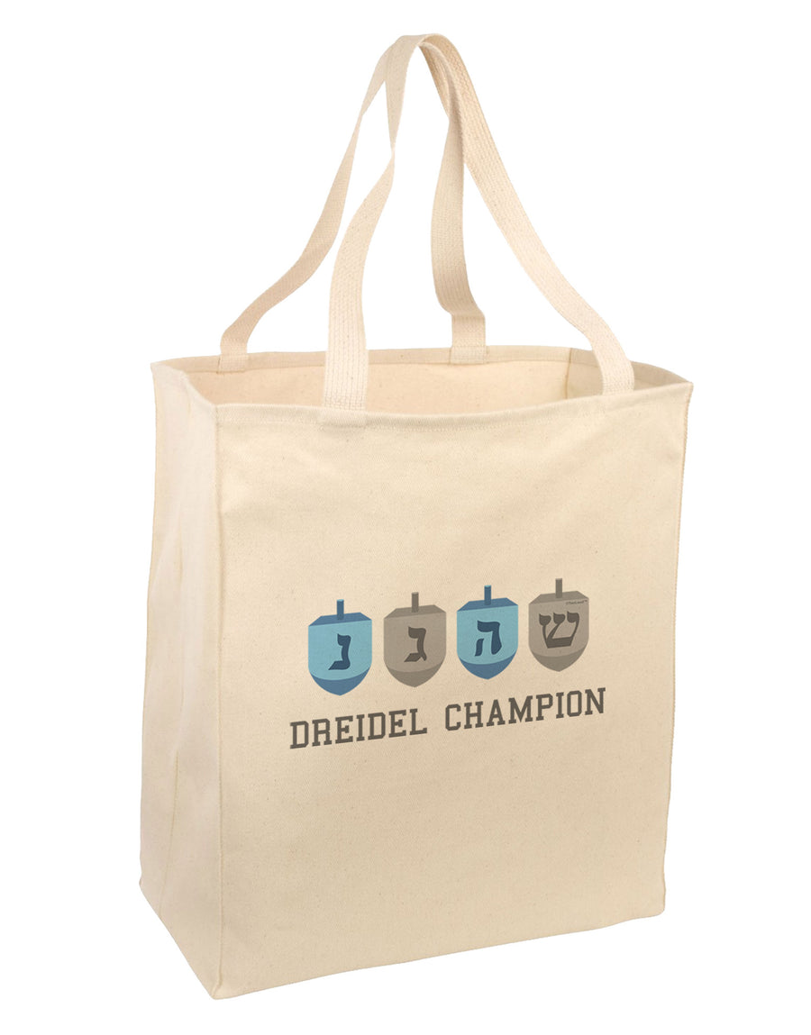 Dreidel Champion Hanukkah Large Grocery Tote Bag-Grocery Tote-TooLoud-Natural-Large-Davson Sales