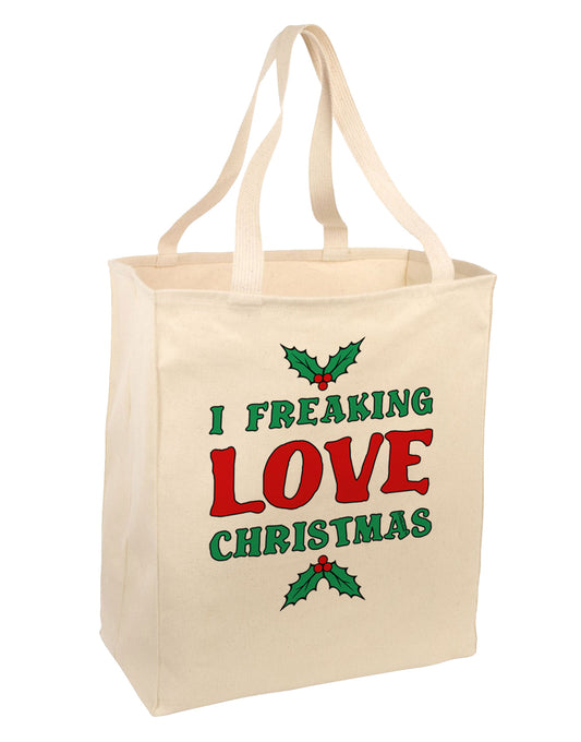 I F-ing Love Christmas Funny Large Grocery Tote Bag-Grocery Tote-TooLoud-Natural-Large-Davson Sales