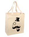 Tophat Mustache Pipe and Monocle Large Grocery Tote Bag-Grocery Tote-TooLoud-Natural-Large-Davson Sales