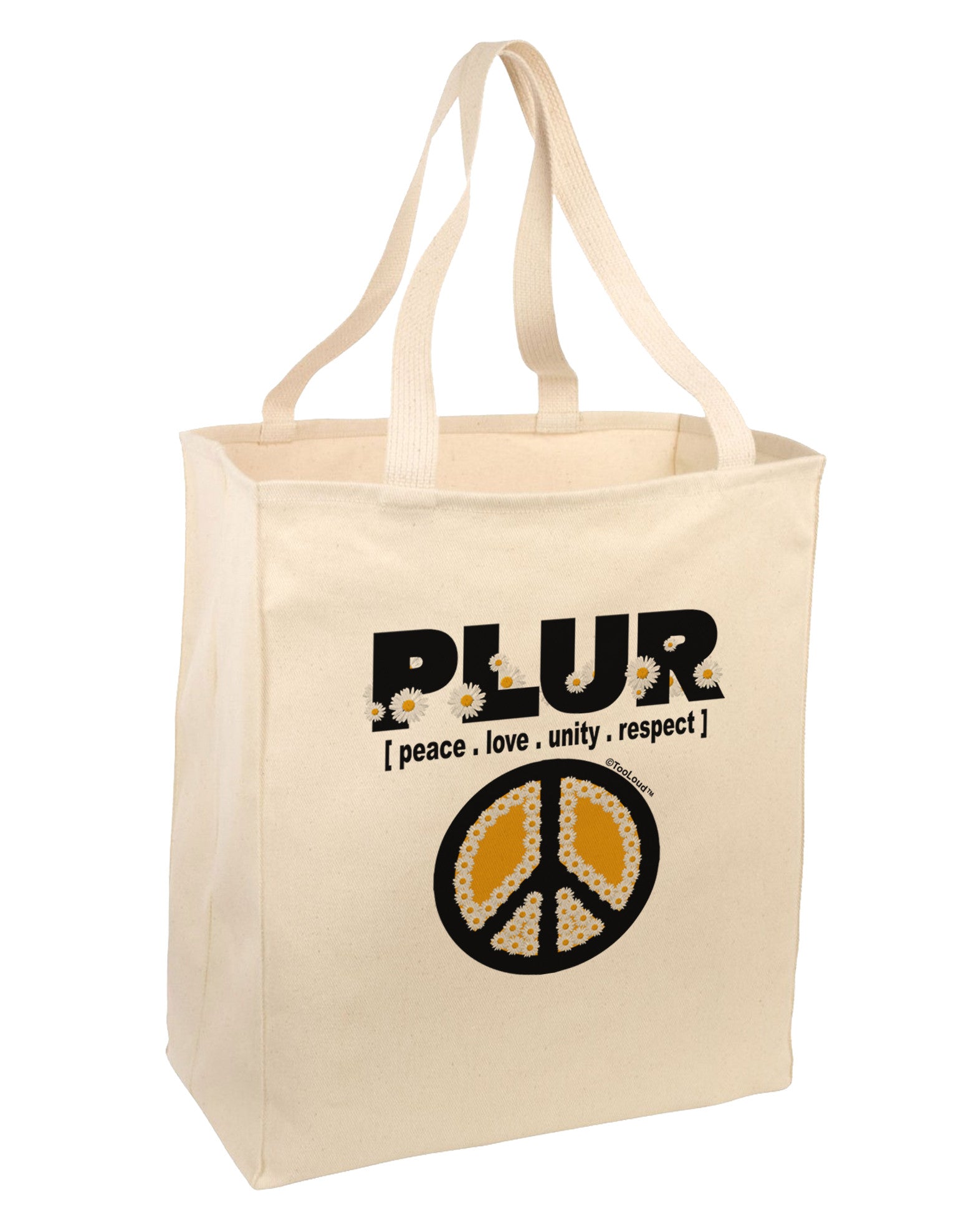 PLUR Daisies Large Grocery Tote Bag-Grocery Tote-TooLoud-Natural-Large-Davson Sales