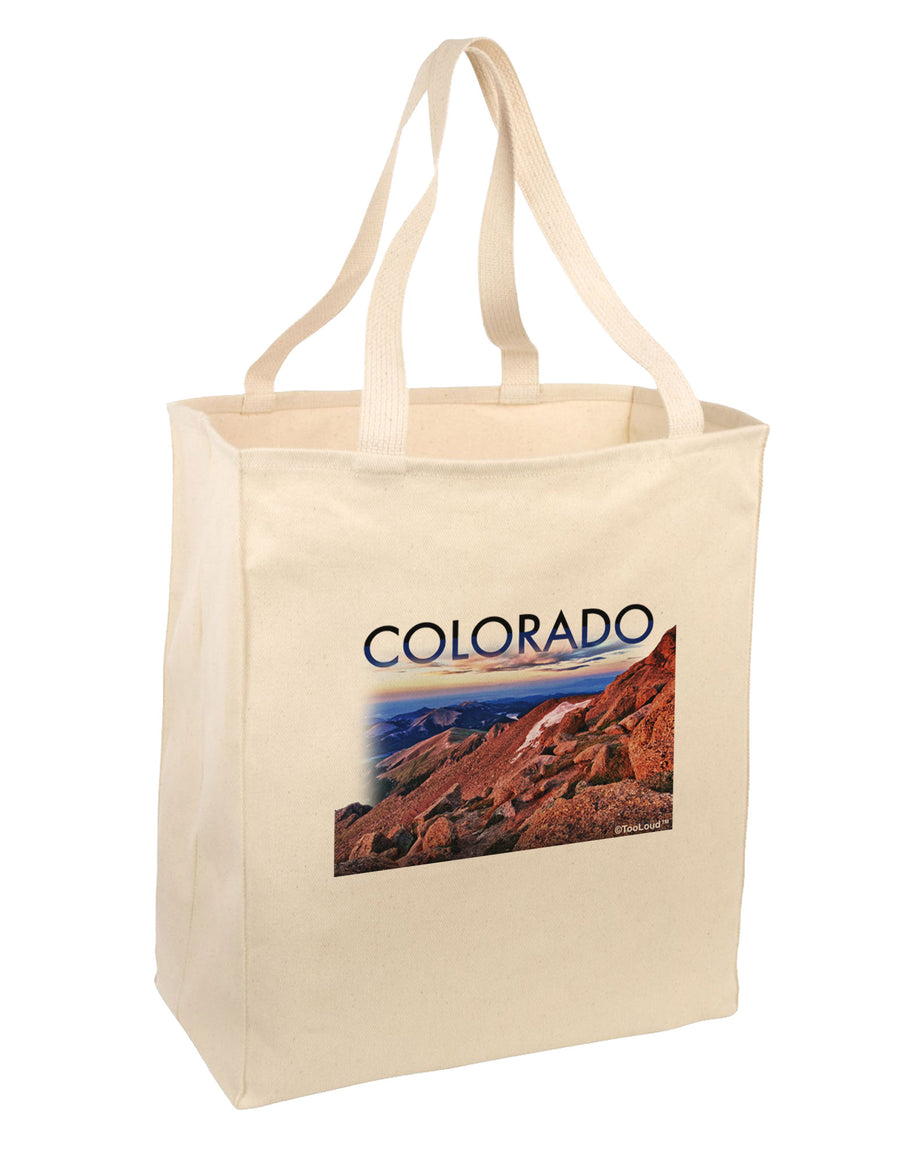 Colorado Mtn Sunset Cutout Large Grocery Tote Bag-Grocery Tote-TooLoud-Natural-Large-Davson Sales