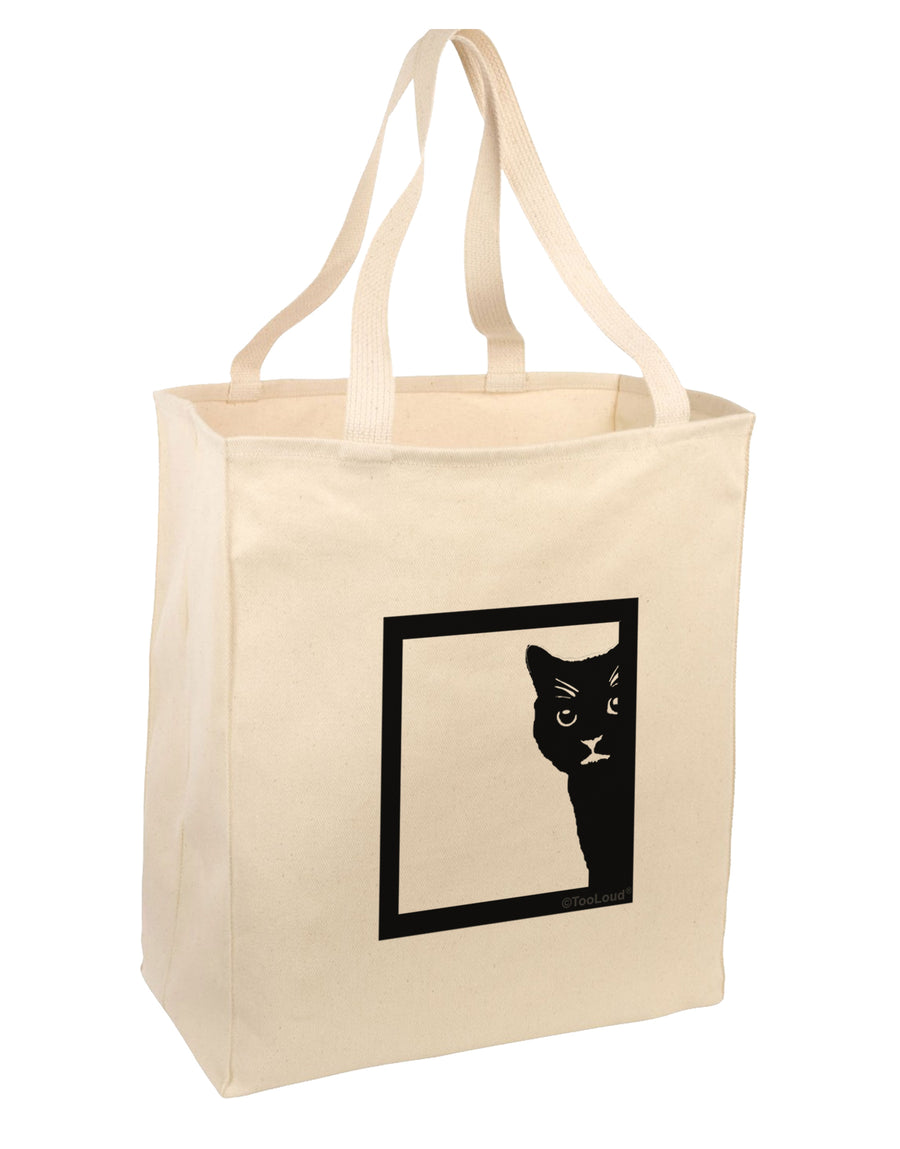 Cat Peeking Large Grocery Tote Bag-Natural by TooLoud-Grocery Tote-TooLoud-Natural-Large-Davson Sales