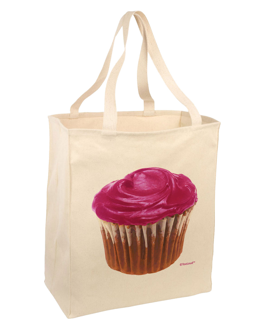 Giant Bright Pink Cupcake Large Grocery Tote Bag by TooLoud-Grocery Tote-TooLoud-Natural-Large-Davson Sales