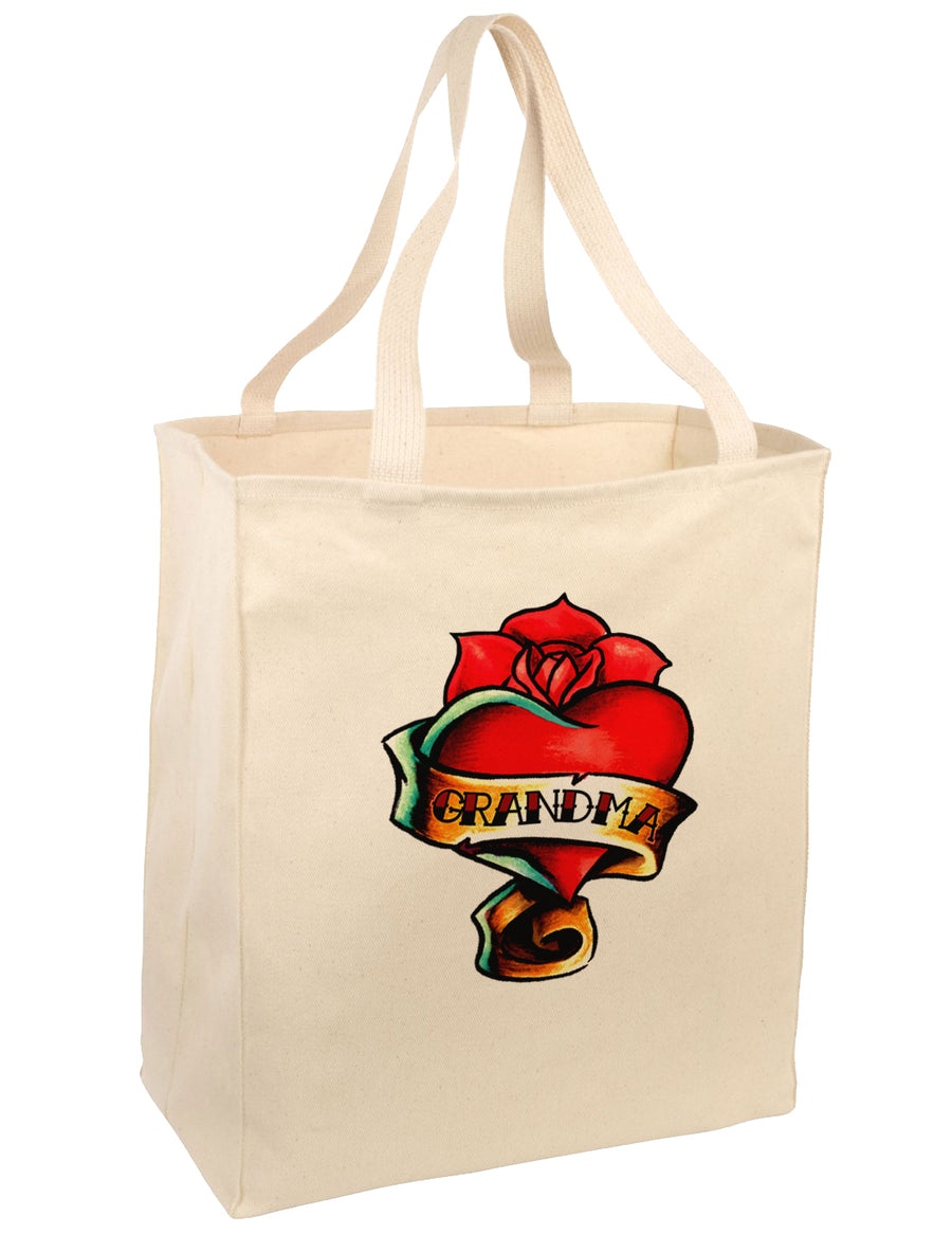 Tattoo Heart Grandma Large Grocery Tote Bag-Grocery Tote-TooLoud-Natural-Large-Davson Sales