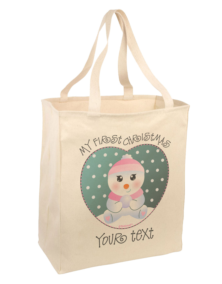 Personalized My First Christmas Snowbaby Girl Large Grocery Tote Bag-Grocery Tote-TooLoud-Natural-Large-Davson Sales