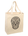 Version 10 Grayscale Day of the Dead Calavera Large Grocery Tote Bag-Grocery Tote-TooLoud-Natural-Large-Davson Sales