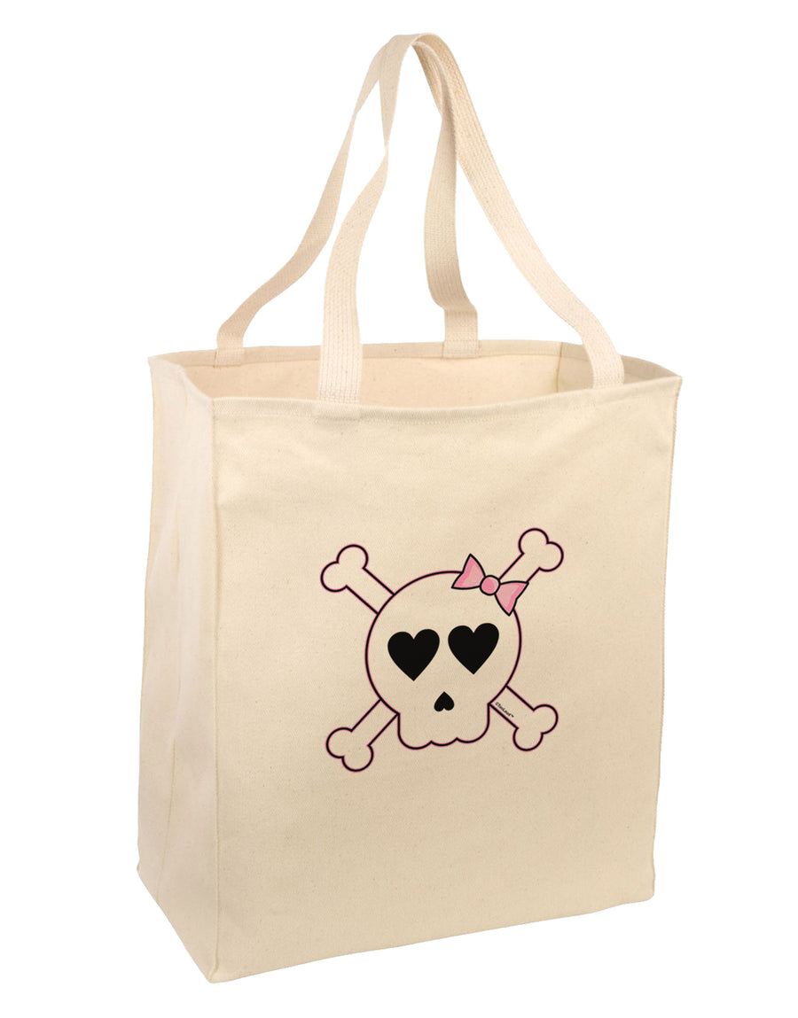 Skull and Crossbones Girl Large Grocery Tote Bag-Grocery Tote-TooLoud-Natural-Large-Davson Sales