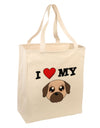 I Heart My - Cute Pug Dog - Fawn Large Grocery Tote Bag by TooLoud-Grocery Tote-TooLoud-Natural-Large-Davson Sales