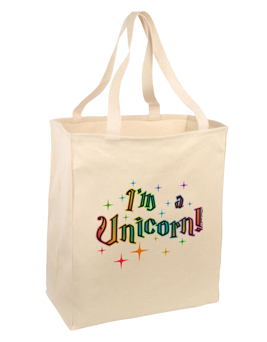 I'm a Unicorn Text Large Grocery Tote Bag-Grocery Tote-TooLoud-Natural-Large-Davson Sales