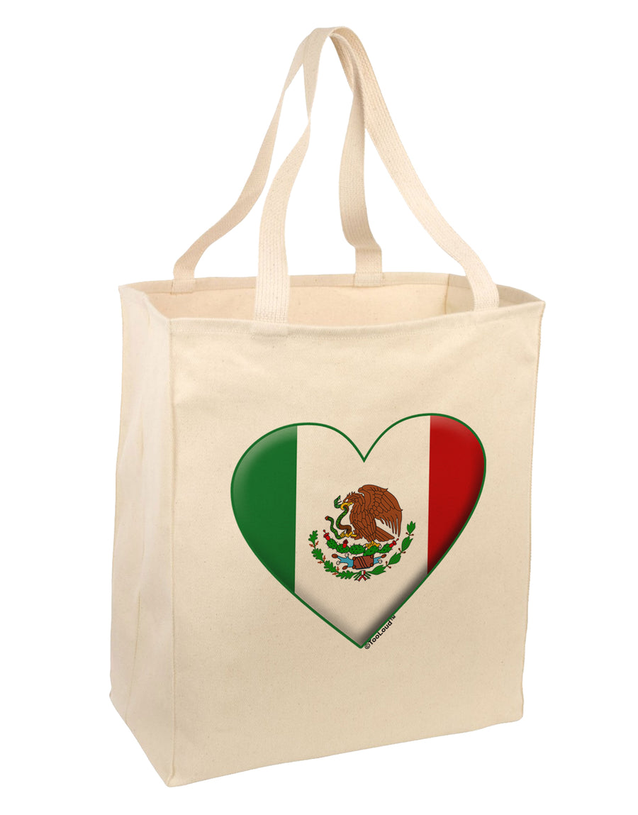 Mexican Flag Heart - Beveled Large Grocery Tote Bag by TooLoud-Grocery Tote-TooLoud-Natural-Large-Davson Sales