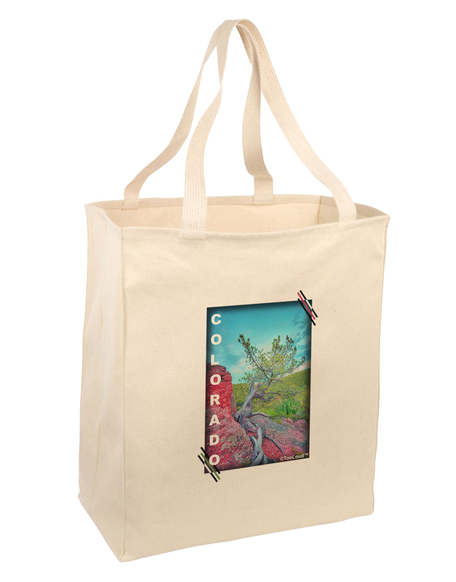 CO Cliffside Tree Text Large Grocery Tote Bag-Grocery Tote-TooLoud-Natural-Large-Davson Sales