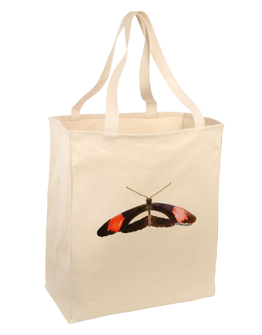 TooLoud Watercolor Butterfly Black Large Grocery Tote Bag-Grocery Tote-TooLoud-Natural-Large-Davson Sales