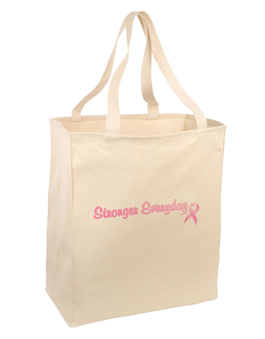 Stronger Everyday Breast Cancer Awareness Ribbon Large Grocery Tote Bag-Grocery Tote-TooLoud-Natural-Large-Davson Sales