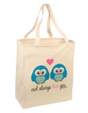 Owl Always Love You - Blue Owls Large Grocery Tote Bag by TooLoud-Grocery Tote-TooLoud-Natural-Large-Davson Sales