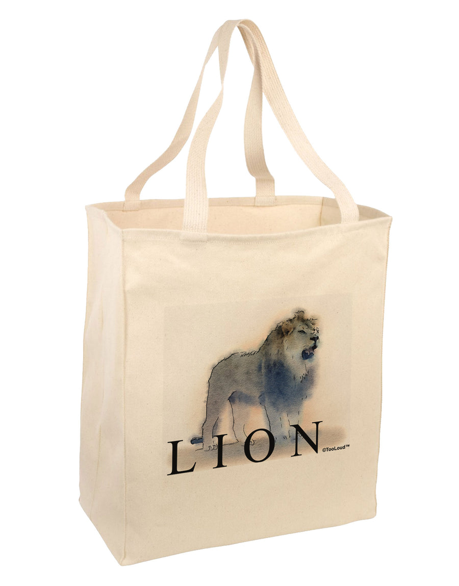 Lion Watercolor B Text Large Grocery Tote Bag-Grocery Tote-TooLoud-Natural-Large-Davson Sales